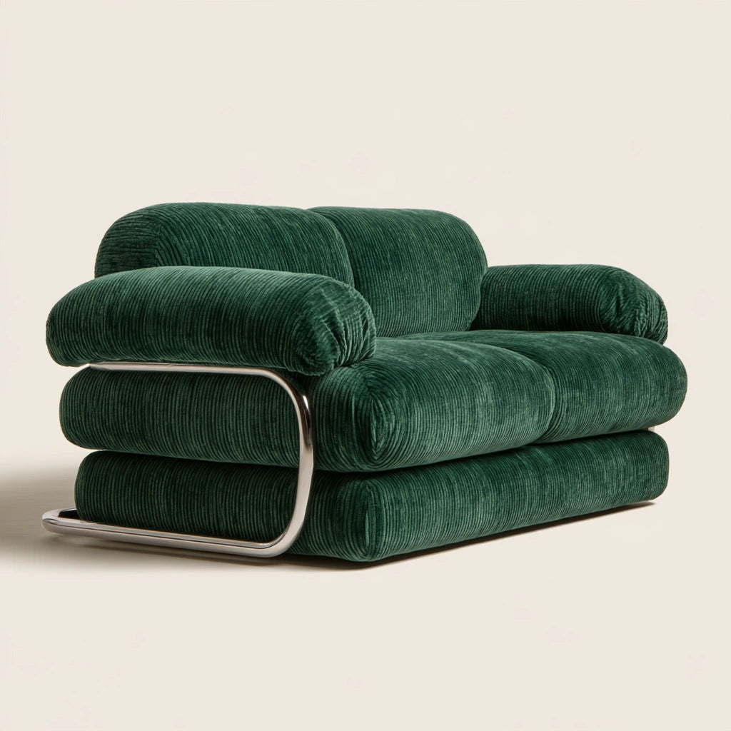 Canapé-lit modulable en velours côtelé, coloris vert - marblegardenbench