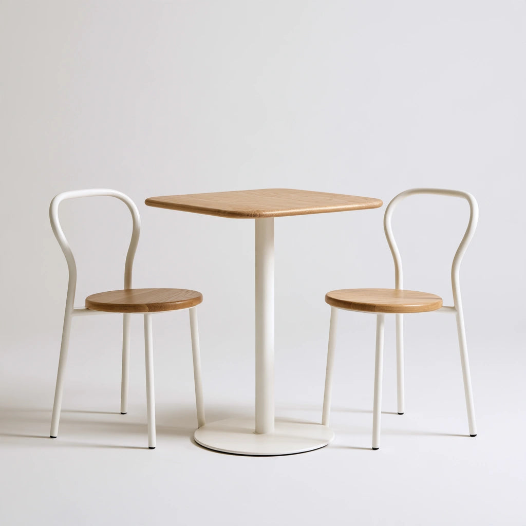 Ensemble repas table et quatre chaises aux lignes épurées, coloris blanc - marblegardenbench