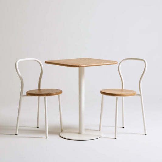Ensemble repas table et quatre chaises aux lignes épurées, coloris blanc - marblegardenbench