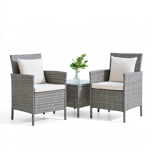 Salon de jardin trois pièces aux lignes épurées, coloris blanc - marblegardenbench