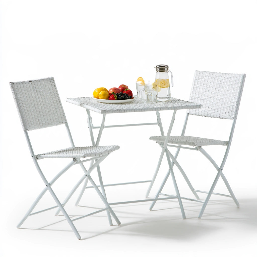 Ensemble bistrot table et chaises aux lignes épurées, coloris blanc - marblegardenbench